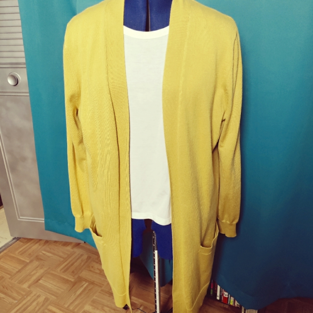 Long yellow cardigan